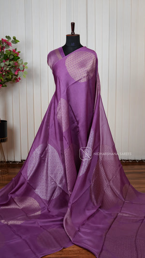 Premium Lightweight Blended Crepe Viscose Saree with All-Over Zari Design Concept