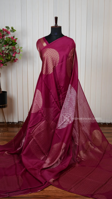 Premium Lightweight Blended Crepe Viscose Saree with All-Over Zari Design Concept