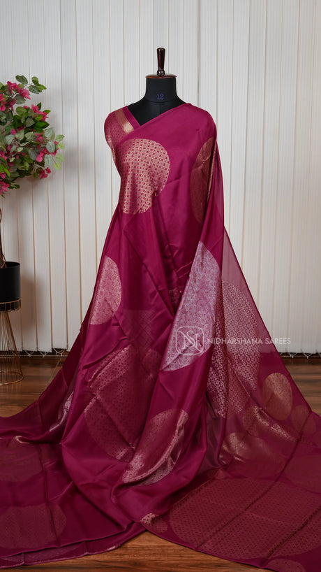 Premium Lightweight Blended Crepe Viscose Saree with All-Over Zari Design Concept