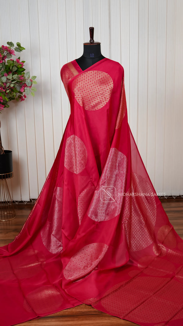 Premium Lightweight Blended Crepe Viscose Saree with All-Over Zari Design Concept