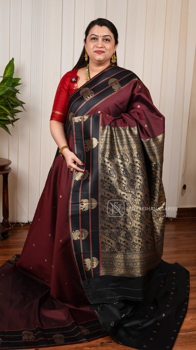 Premium Soft Silk With Mini Checks And Zari Lines Border