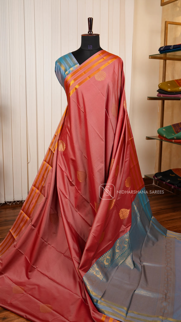 Semi Soft Silk Saree With Zari Butta And Zari Lines Border