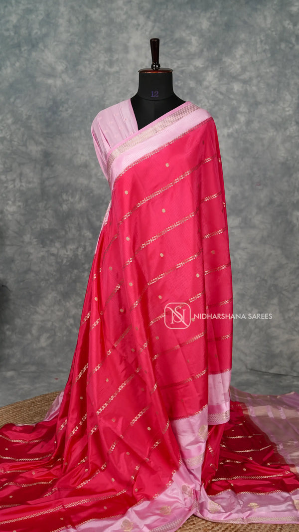 Semi Soft Silk With Zari Lines And Zari Butta Concept