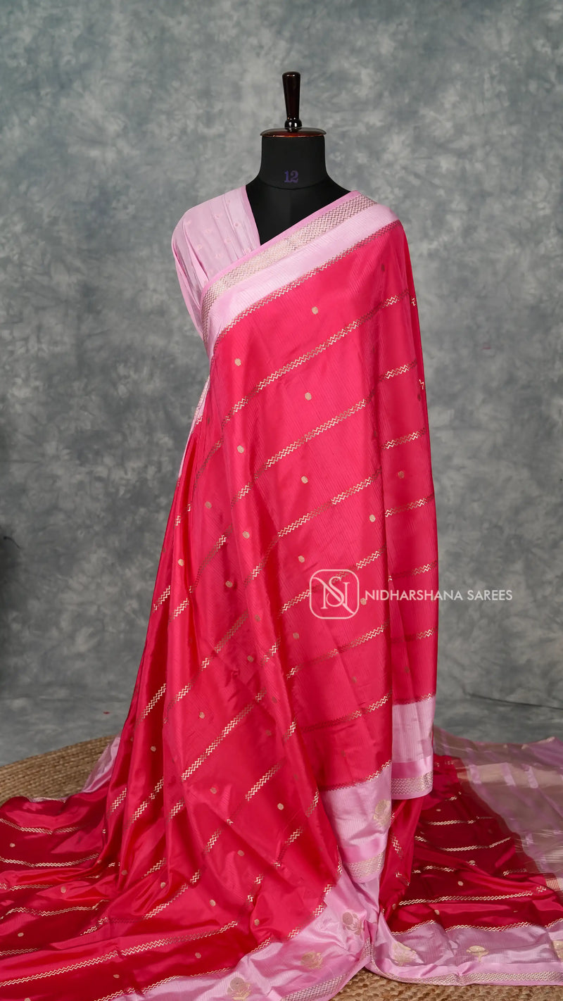 Semi Soft Silk With Zari Lines And Zari Butta Concept