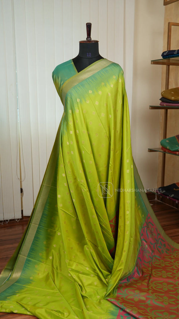 Semi Silk With Floral Zari Butta And Floral Print Pallu