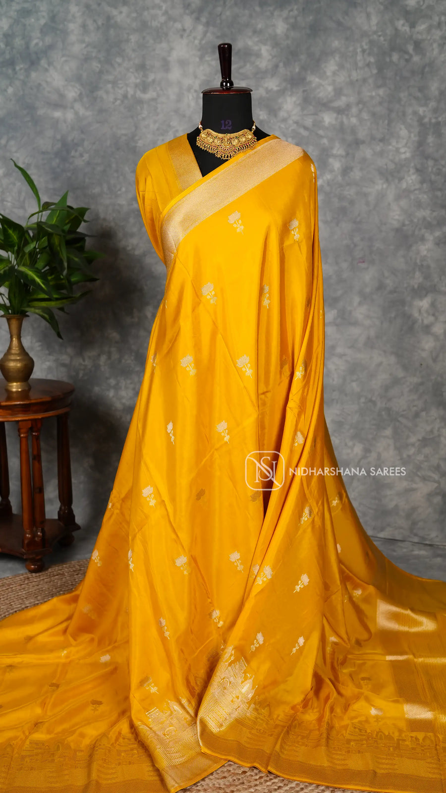 Premium Viscose Dola With Floral Zari Butta And Temple Fort Design Border