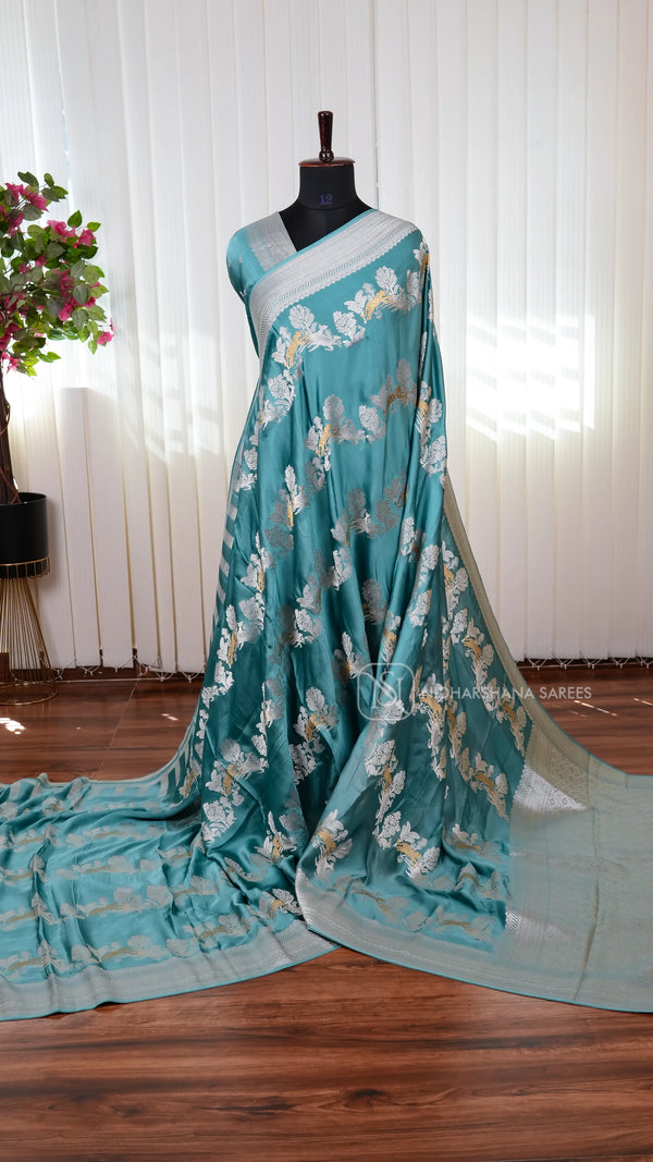 Premium Mashru Satin Saree with Elegant Silver Zari Weaving