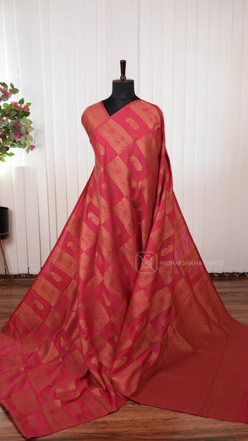 Semi Crepe Silk Saree with All-Over Mango Butta Design and Borderless Elegance