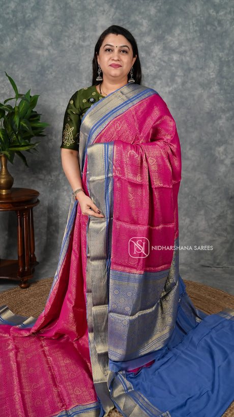 Semi Crepe Silk With Zari Border