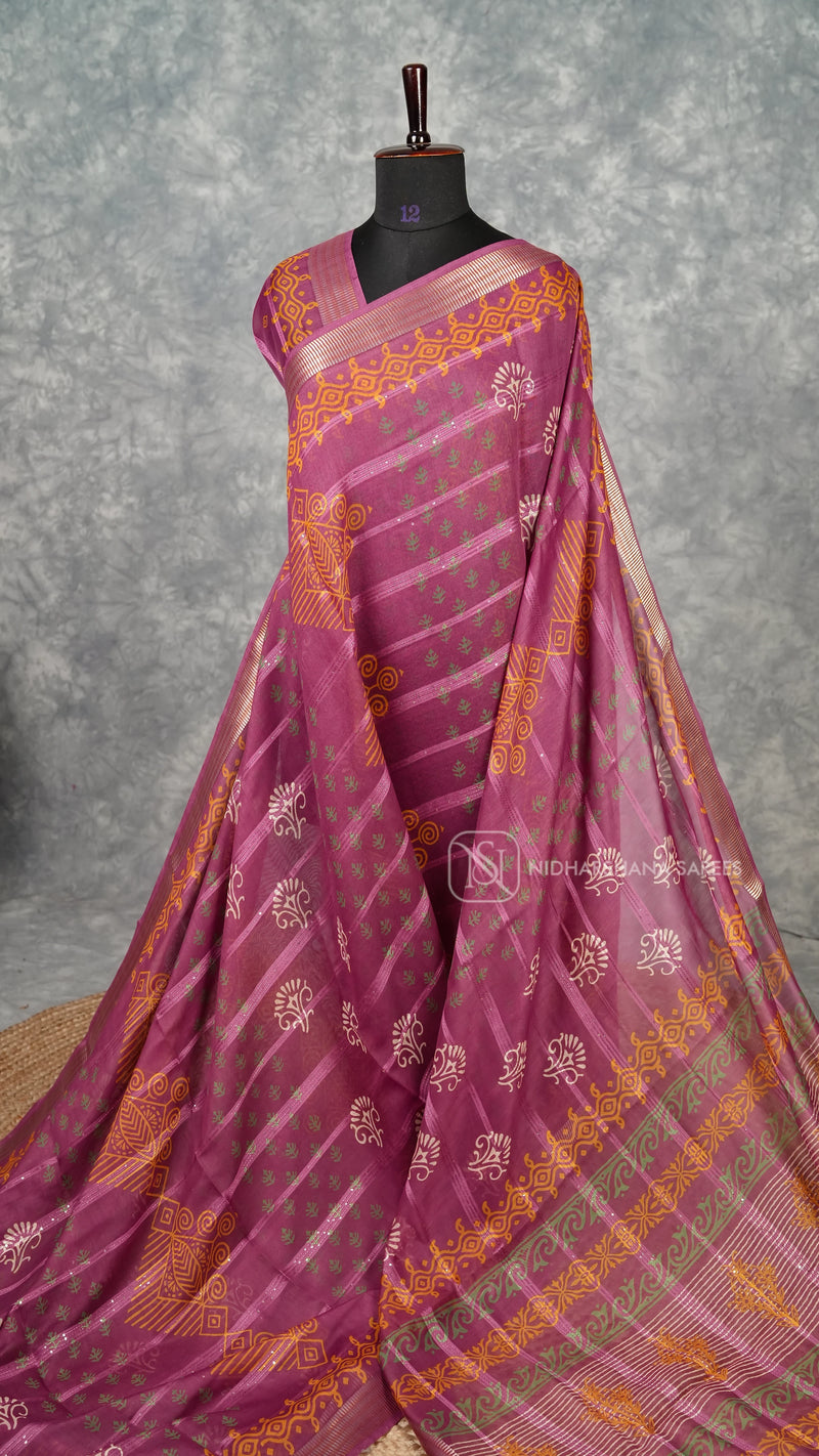 Chanderi Cotton With Sequins Work