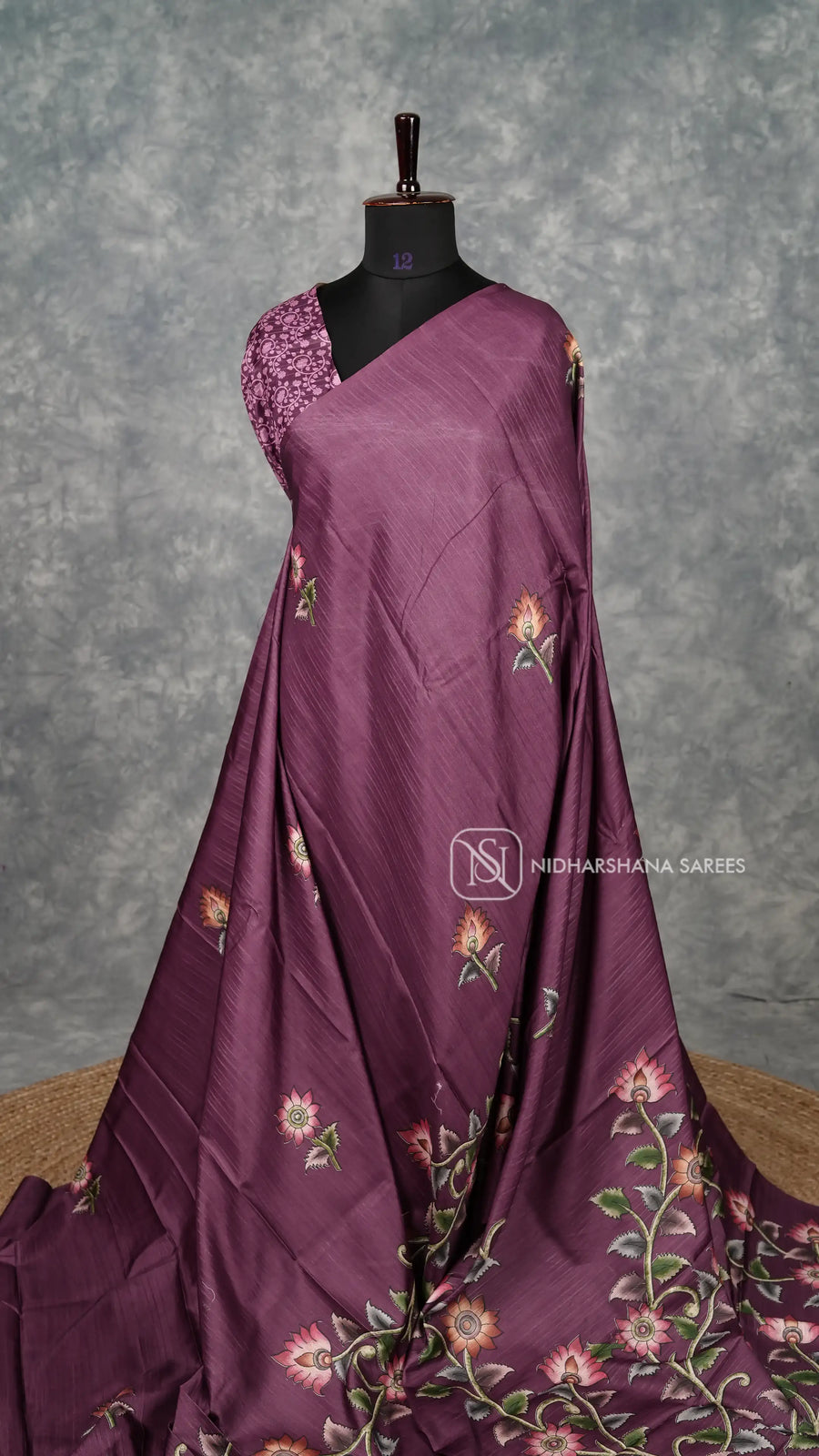 Semi Tussar With Floral Digital Print