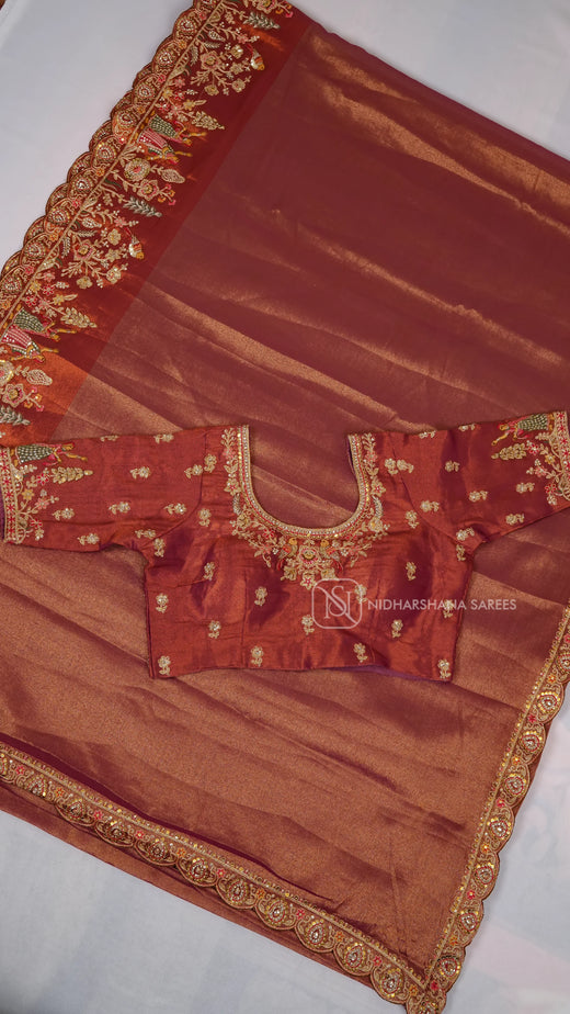 Lightweight Banarasi Soft Tissue Saree with Sequin Work Border
