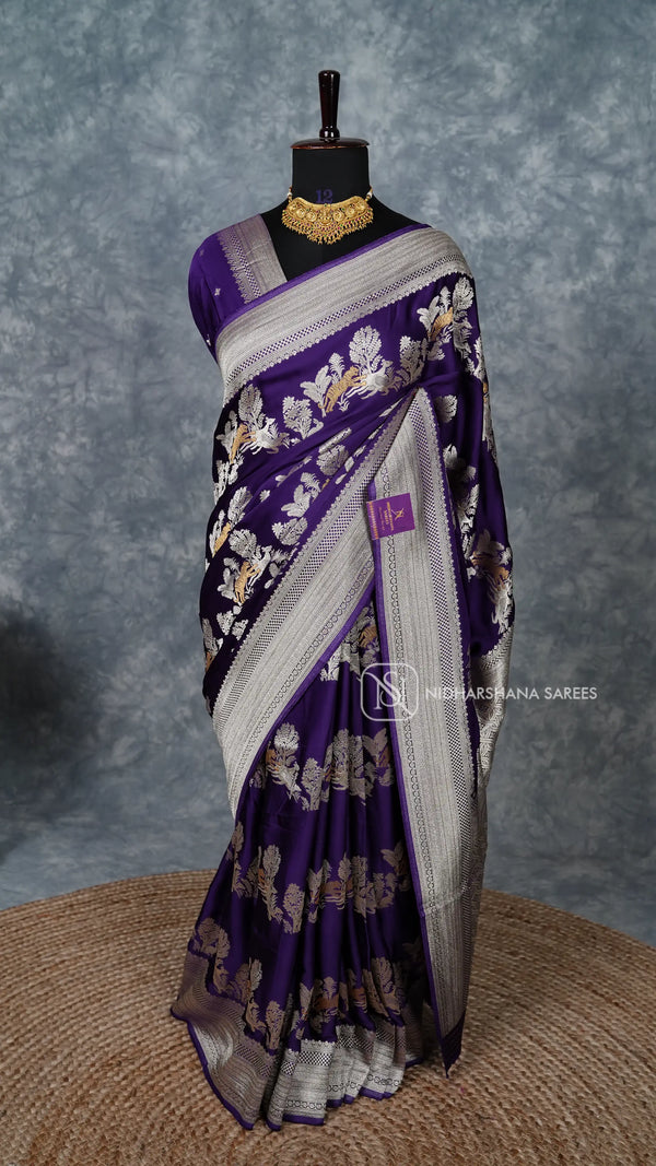 Mashru Satin With Silver Zari Weaving