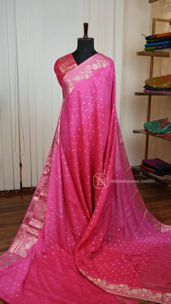 Premium Crepe Silk With Zari Butta And Zari Border