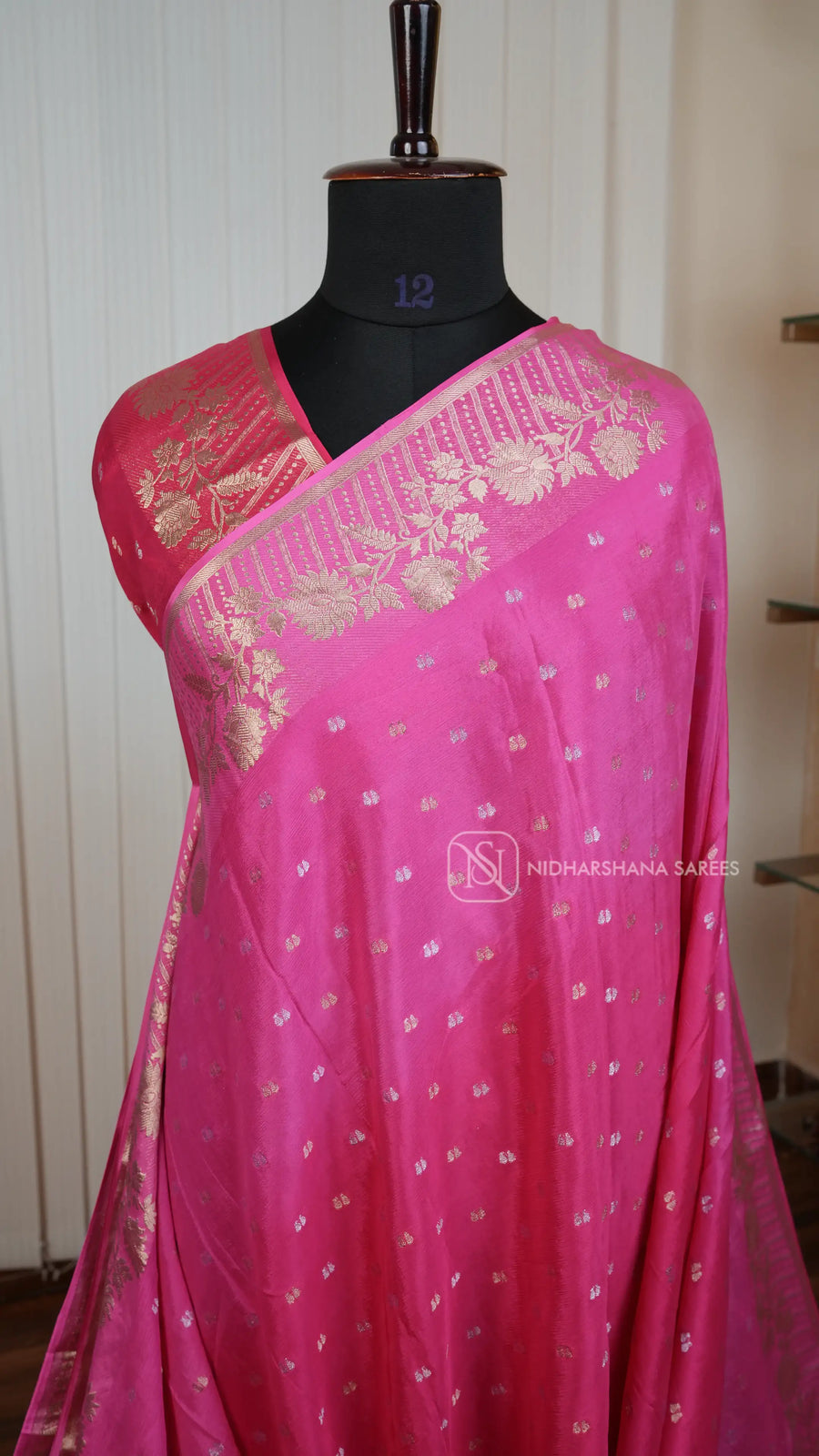Premium Crepe Silk With Zari Butta And Zari Border