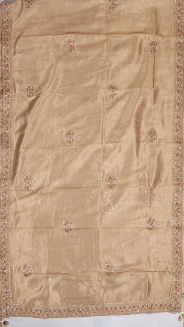 Golden Shade-Soft Banarasi Tissue Saree With Hand Work Butta And Pita And Thread Work Border