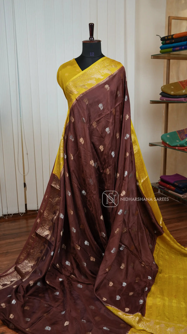 Semi Viscose Silk With Gold And Silver Zari Weaving