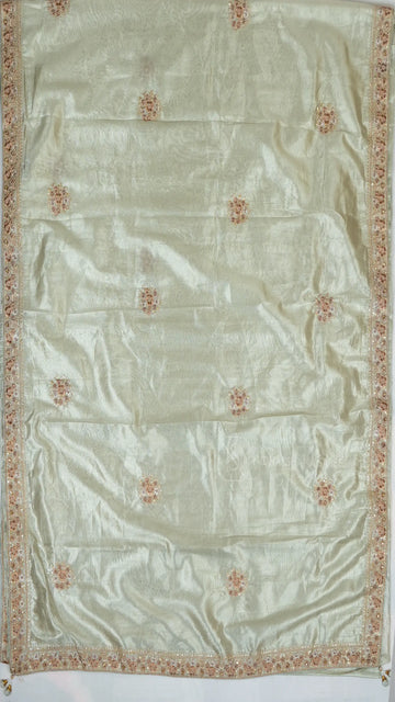 Sage Green Shade -Soft Banarasi Tissue Saree With Hand Work Butta And Pita And Thread Work Border
