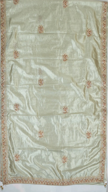 Sage Green Shade -Soft Banarasi Tissue Saree With Hand Work Butta And Pita And Thread Work Border