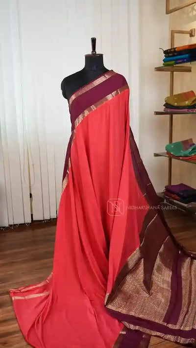 Semi Crepe Silk With Gap Style Zari Border