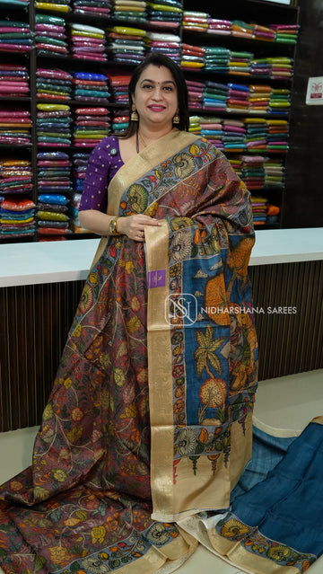 Matka Tussar With Kalamkari Print