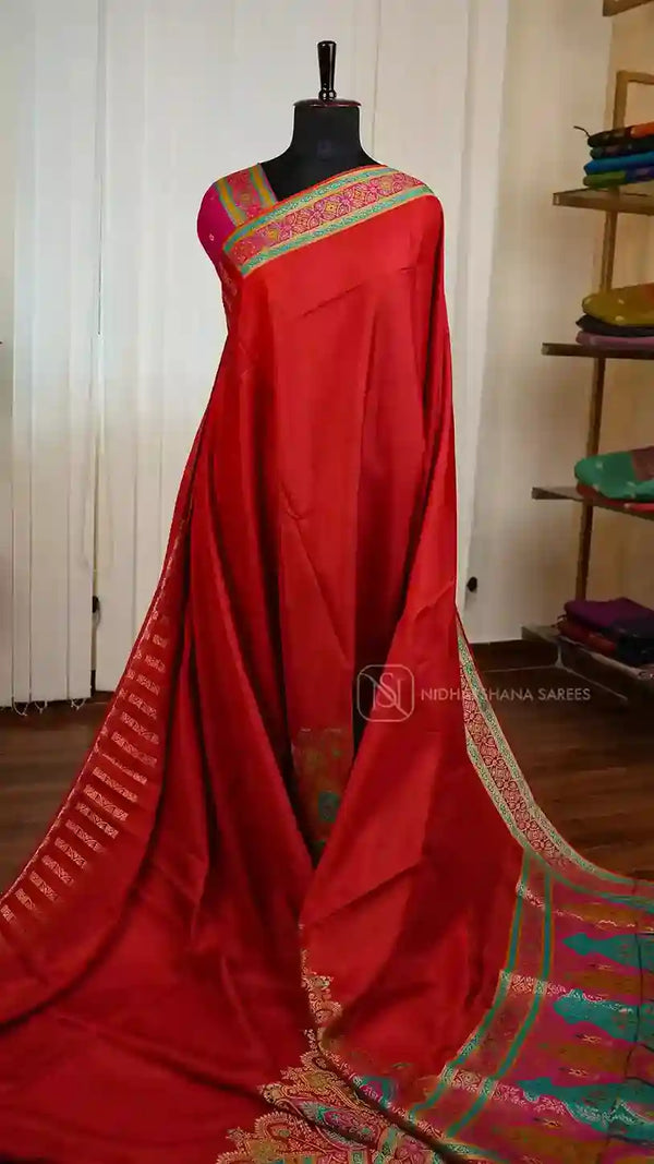 Russian Dola With Kairi Butta Print And Zari Weaving