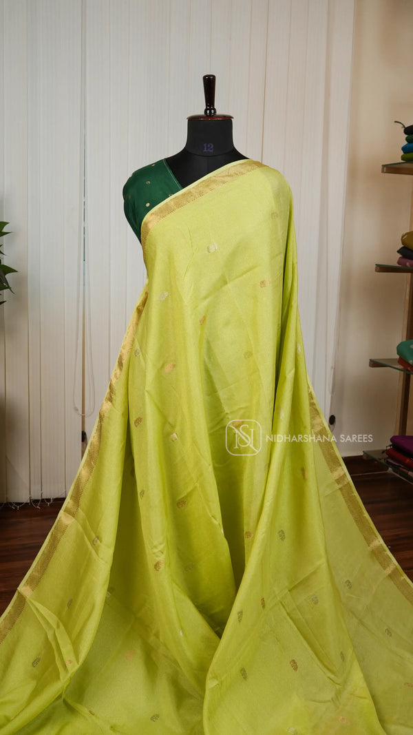 Semi Viscose Silk With Zari Lines And Elephant Zari Weaving Border Concept