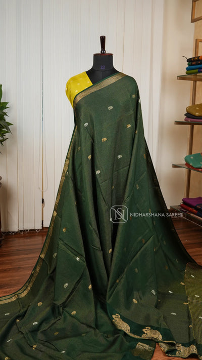 Semi Viscose Silk With Zari Lines And Elephant Zari Weaving Border Concept