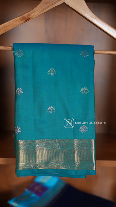 Semi Kanchipuram Silk With Zari Butta And Zari Border