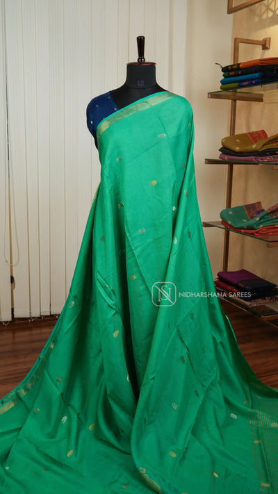 Semi Viscose Silk With Zari Lines And Elephant Zari Weaving Border Concept