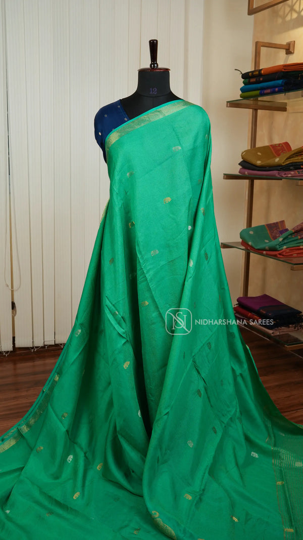 Semi Viscose Silk With Zari Lines And Elephant Zari Weaving Border Concept