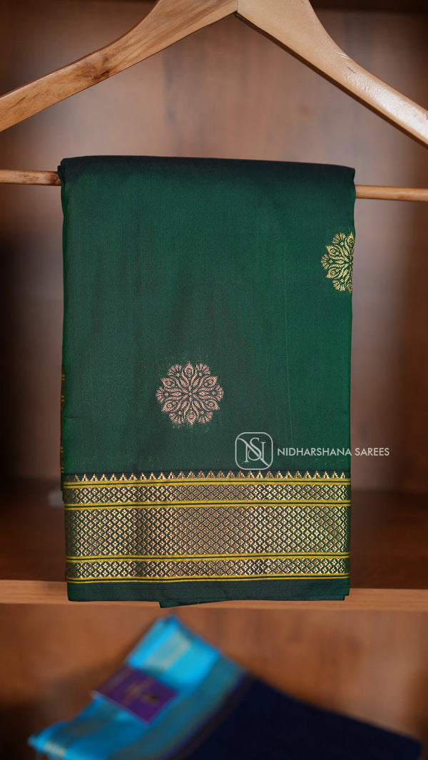 Semi Kanchipuram Silk With Zari Butta And Zari Border
