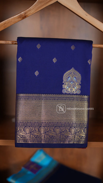 Semi Kanchipuram Silk With Zari Butta And Zari Border