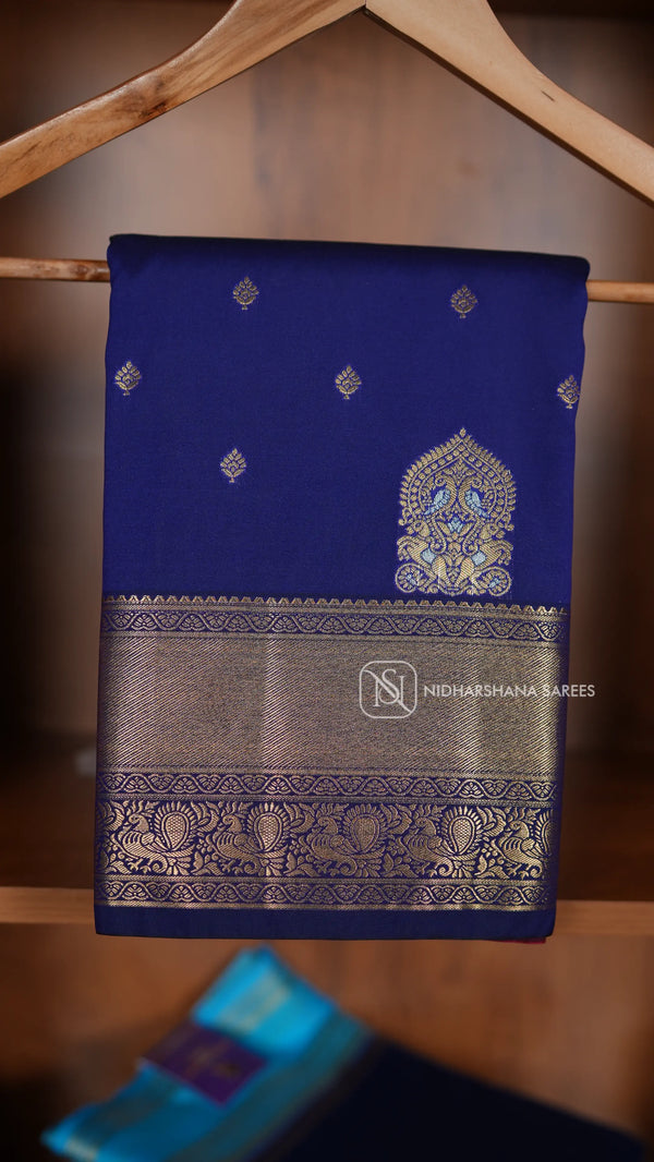 Semi Kanchipuram Silk With Zari Butta And Zari Border