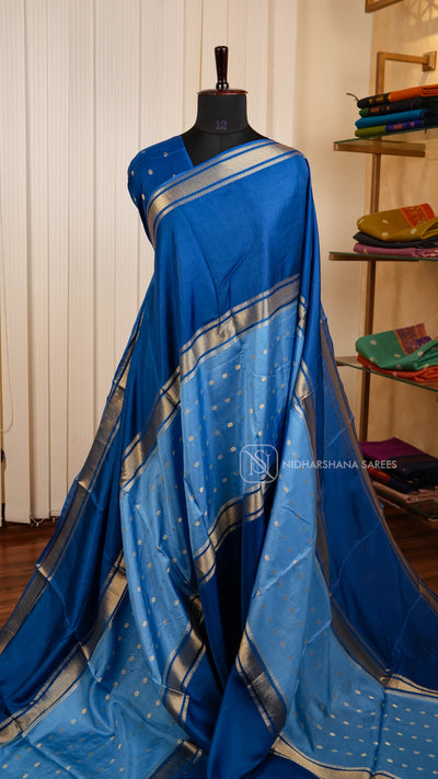 Semi Viscose Silk With Zari Butta And Zari Border Concept