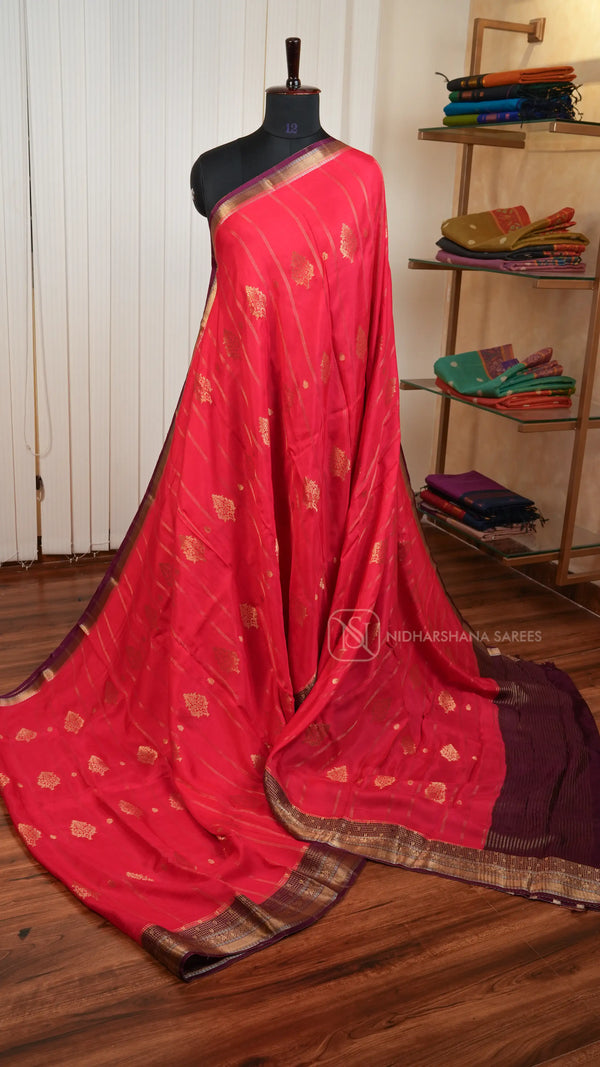 Viscose Silk With Zari Butta And Contrast Border