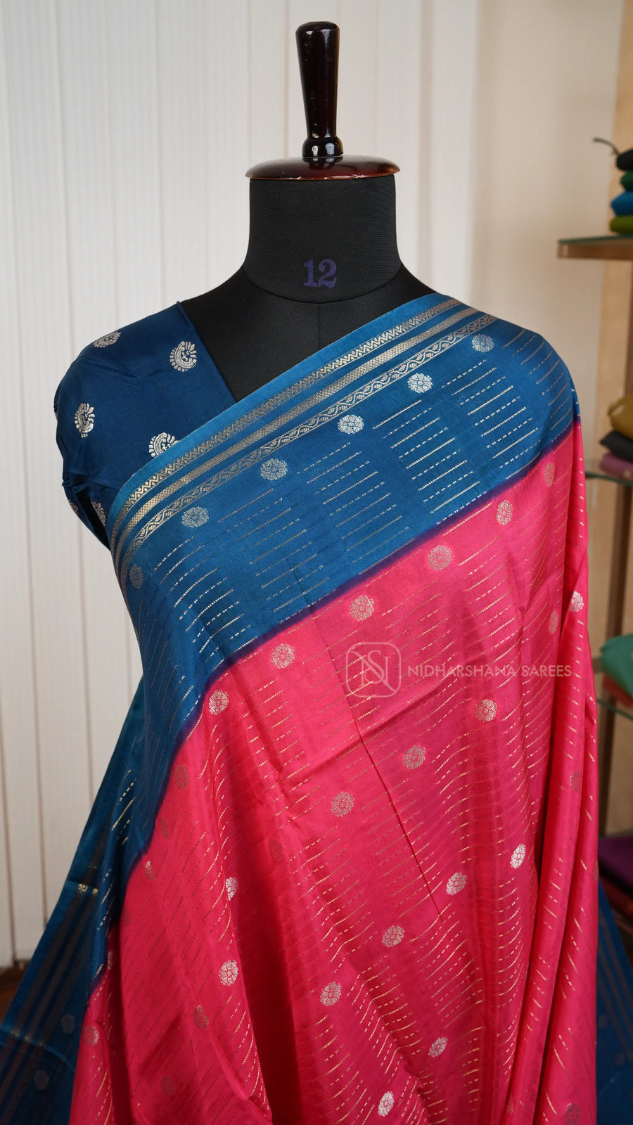 Viscose Silk with Zari Lines And Floral Butta And Contrasr Border
