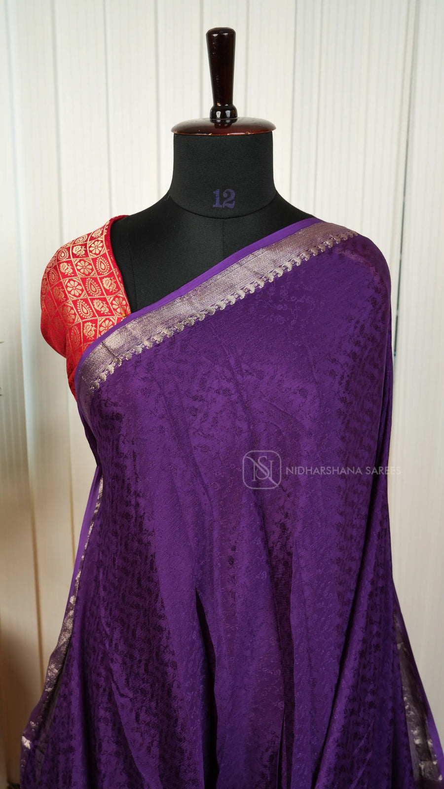 Premium Crepe Georgette With Thread Emboss And Floral Zari Border