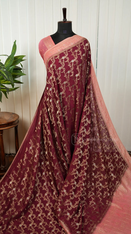 Premium Georgette With Gold And Silver Zari Weaving Concept