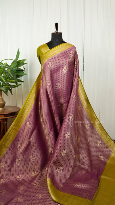 Viscose Georgette With Floral Zari Butta And Contrast Border