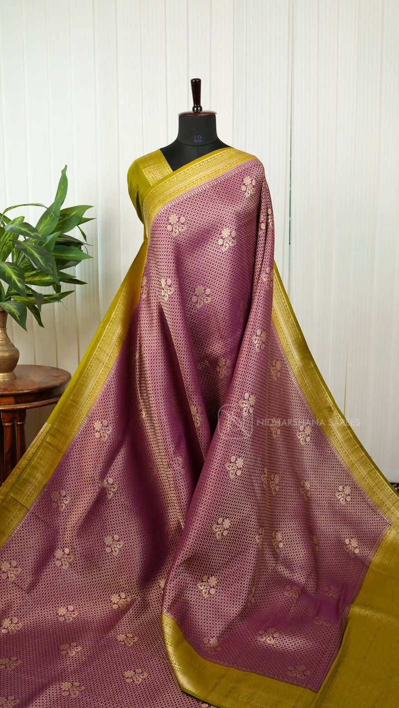 Viscose Georgette With Floral Zari Butta And Contrast Border