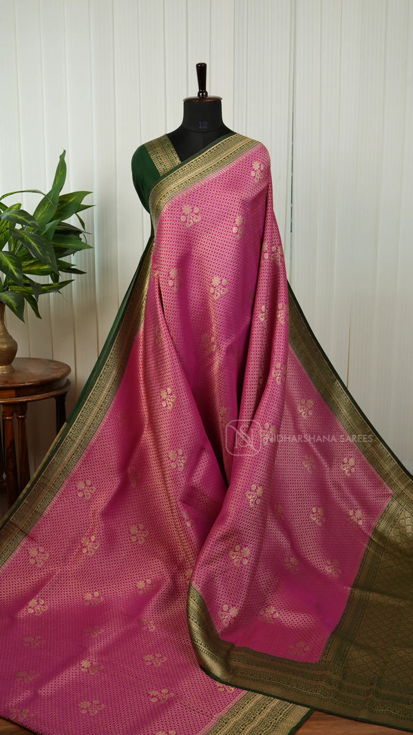 Viscose Georgette With Floral Zari Butta And Contrast Border