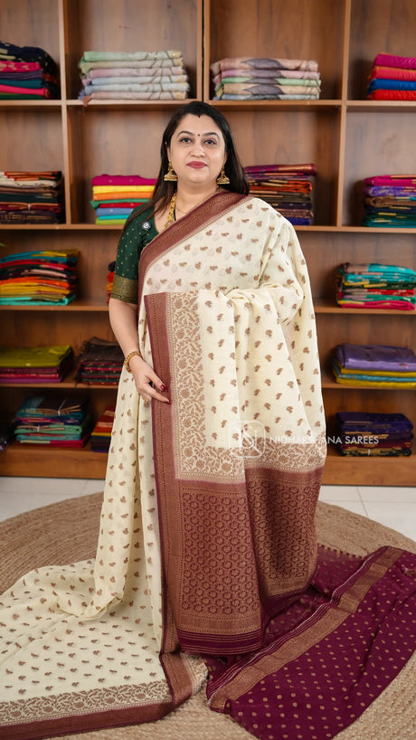 Semi Banarasi Georgette With Zari Butta And Zari weaving Border