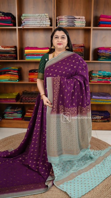 Semi Banarasi Georgette With Zari Butta And Zari weaving Border