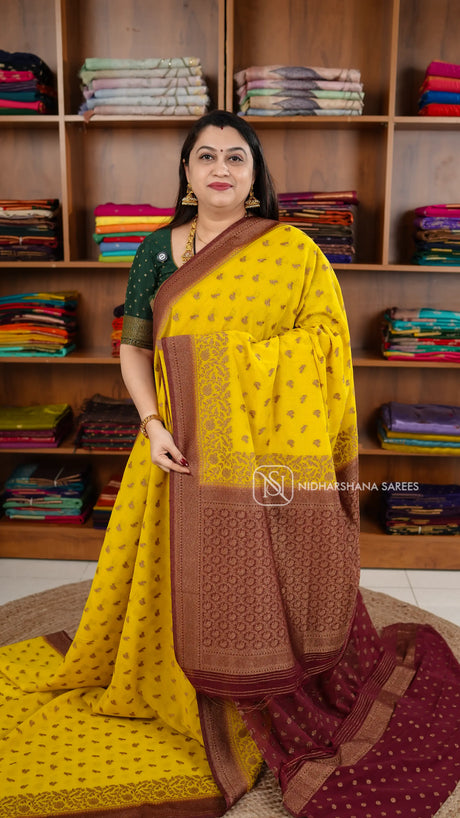 Semi Banarasi Georgette With Zari Butta And Zari weaving Border