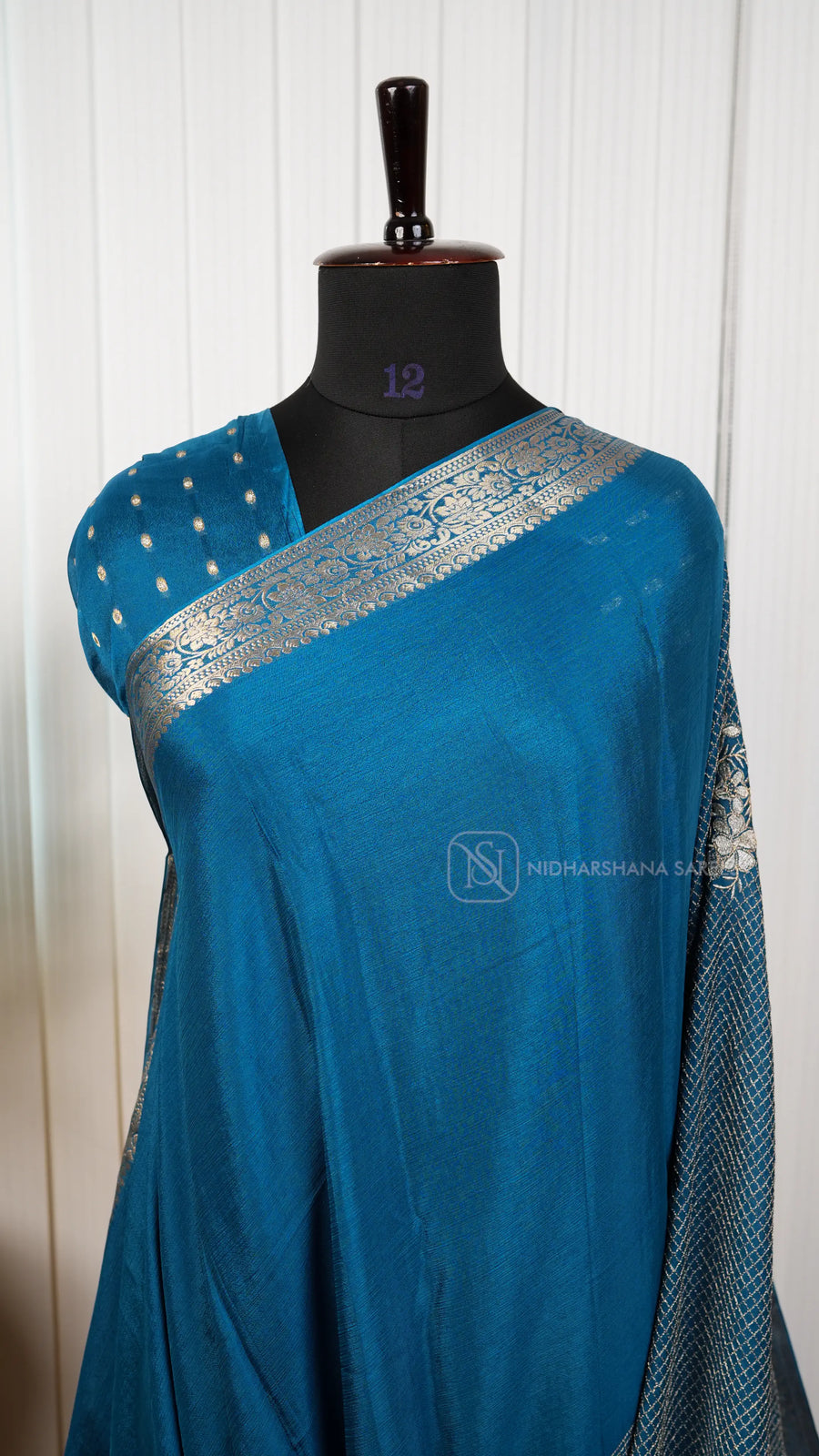 Crush Georgette With Zari Checks And Floral Weaving Concept