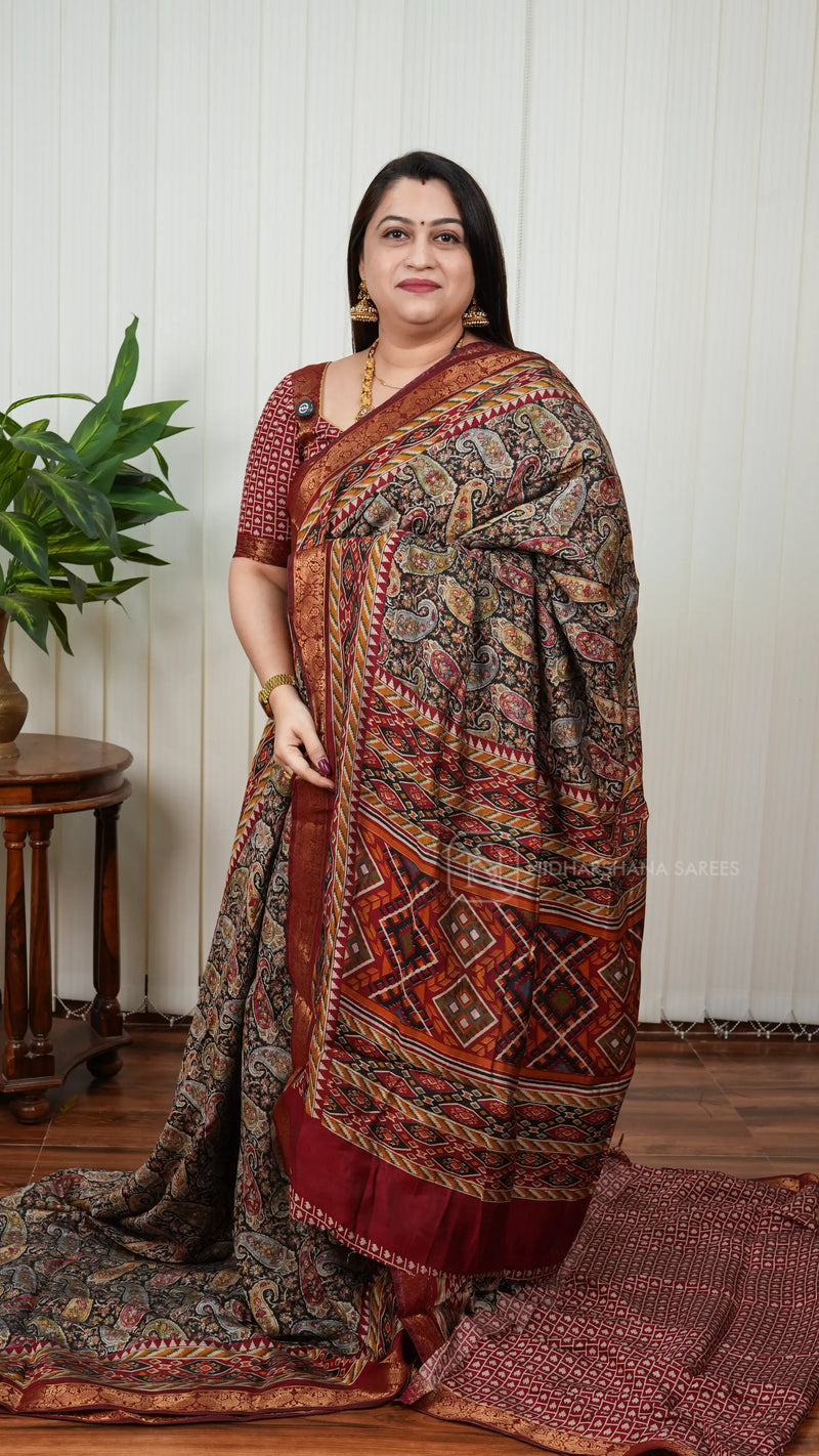 Viscose Cotton With Kalamkari Inspired Concept