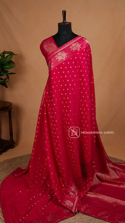 Pani Silk With Zari Butta And Floral Zari Border