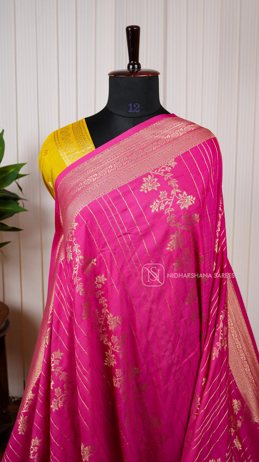 Butter Silk With Zari Lines And Floral Zari Weaving