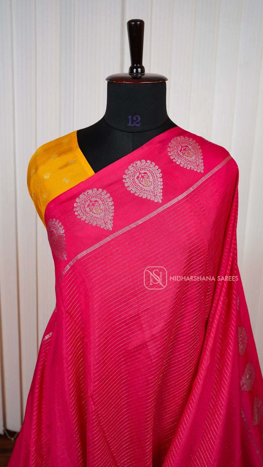 Semi Viscose Silk With Silver Zari Lines And Zari Butta Concept